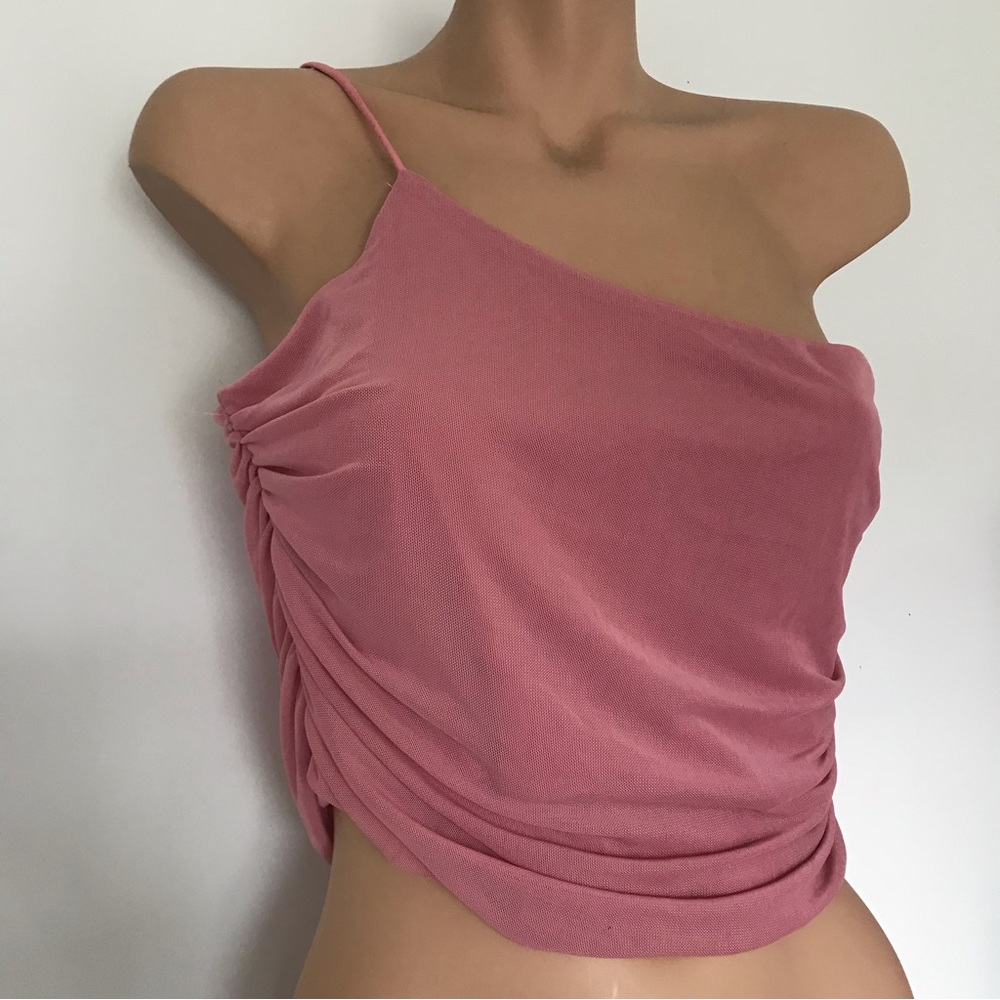 Valleygirl Women’s Pink One Shoulder Asymmetrical Crop Top Size XL Size 14 - Picture 3 of 6